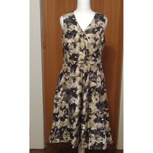 Kasper Black/Tan /Gold Floral Sleeveless  Dress 4